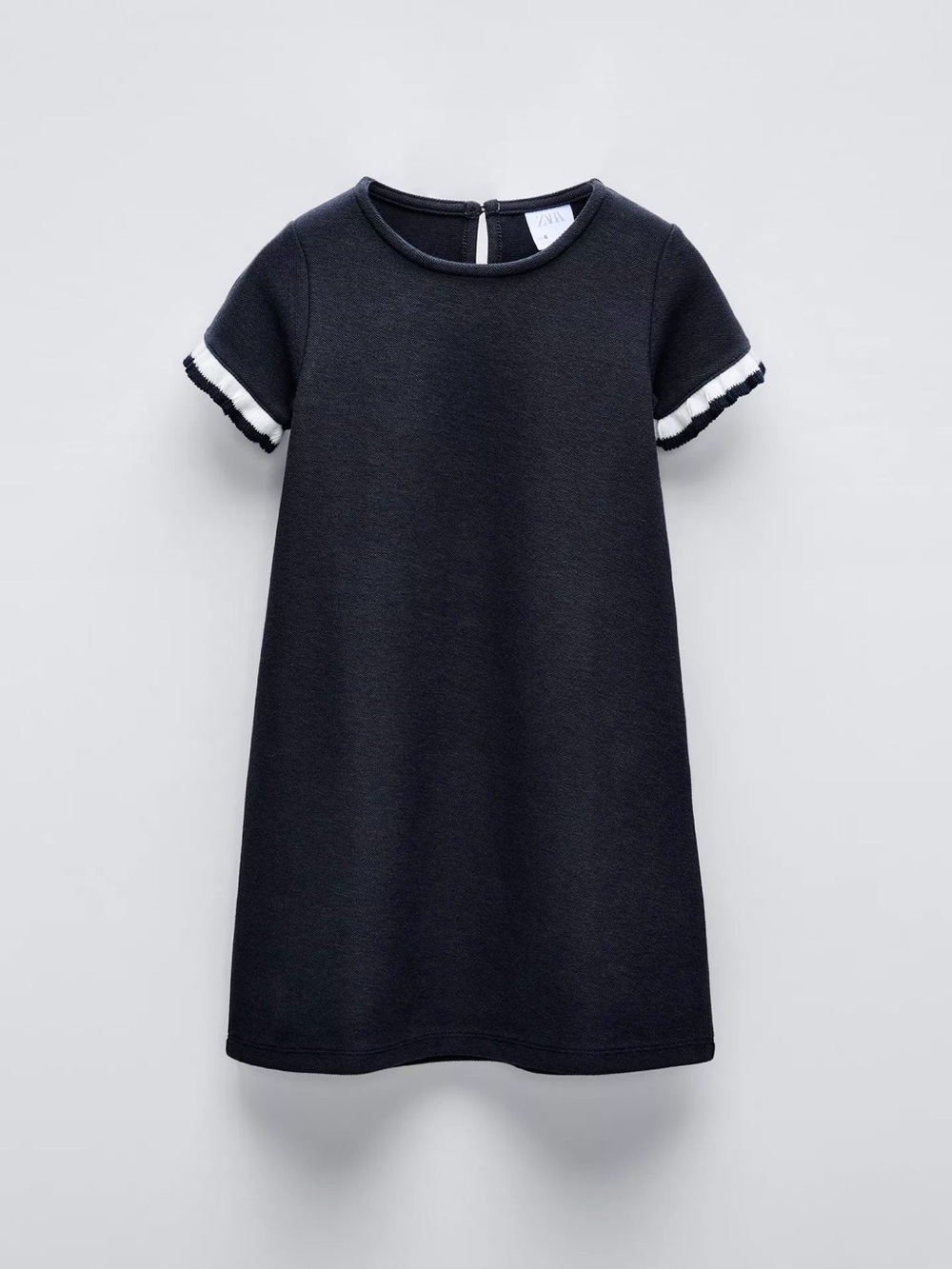 Zara Navy Dress with White Contrast Trim for Kids